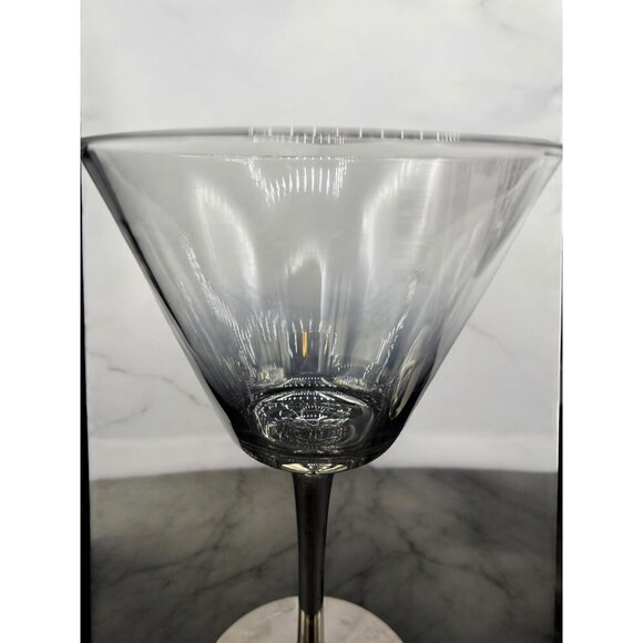 Set of 2 Faded Silver Martini Glasses Glassware 7" - Picture 4 of 7